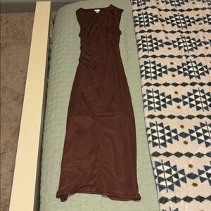 A New Day - Asymmetric Chocolate Brown Maxi Dress